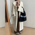 Loose hooded sweatshirt women's extended cardigan coat in milky white black grey purple brown acrylic fabric