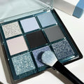 MUGELEEN nine-color eye shadow plate 08 with ice blue matte and shimmer shades for mixed skin