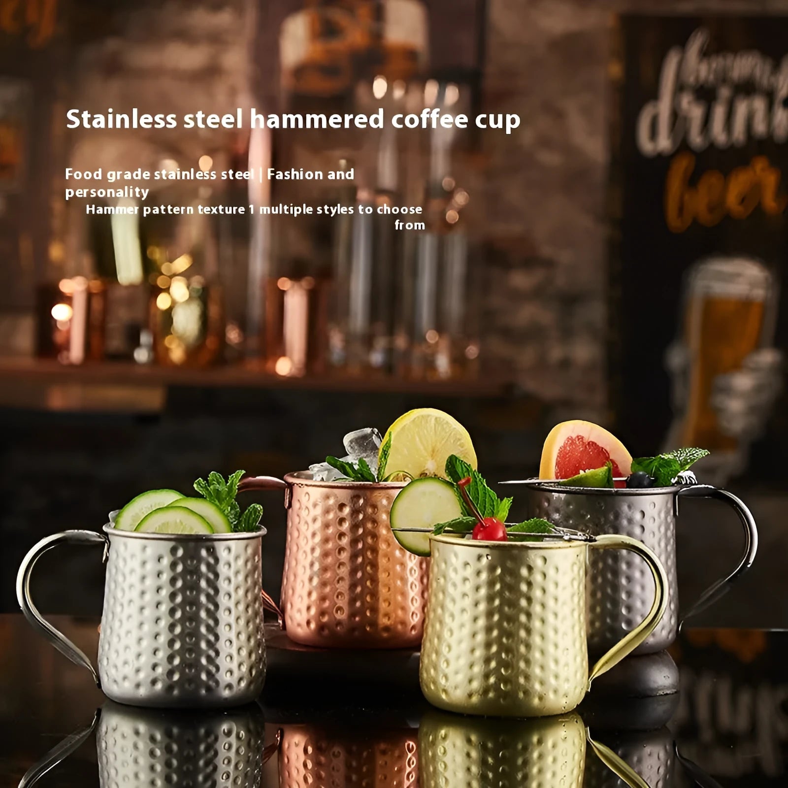 Stainless steel Moscow mule cup with copper plating in multiple colour options