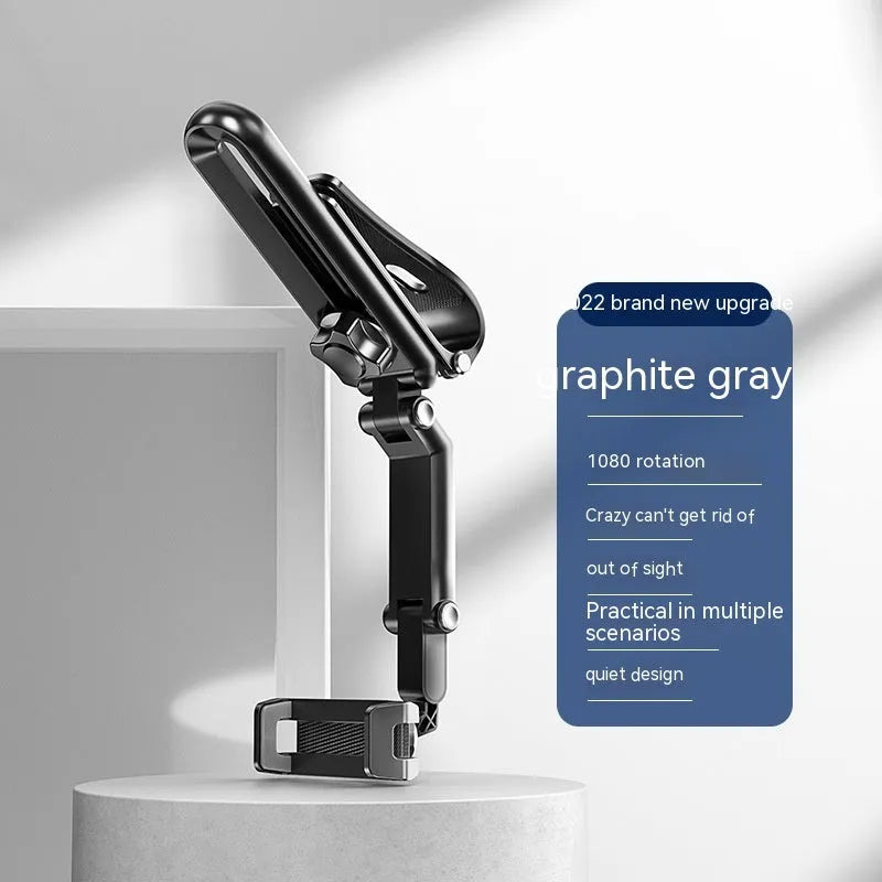 Grey and green car mobile phone holder with clip-grip mechanism for dashboard or windscreen mounting
