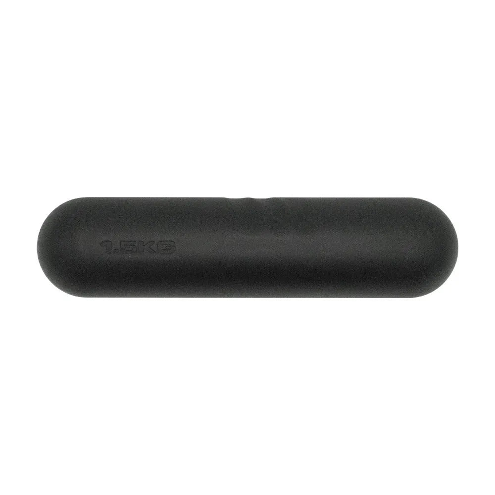 Hand-drawn dumbbell stick with silicone edging on the grip in one of six available colours.