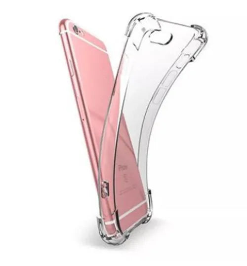 Transparent TPU iPhone case showing phone design through clear back cover