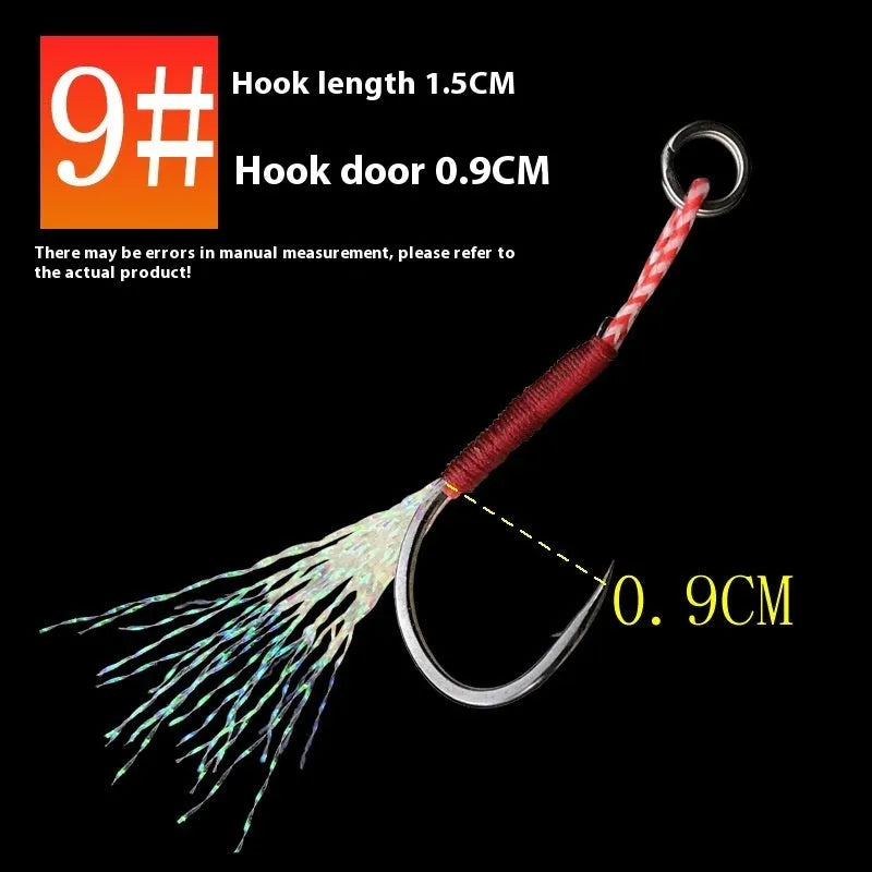Bright wire iron plate single fishing hooks in sizes 9 through 14 for boat and sea fishing applications.