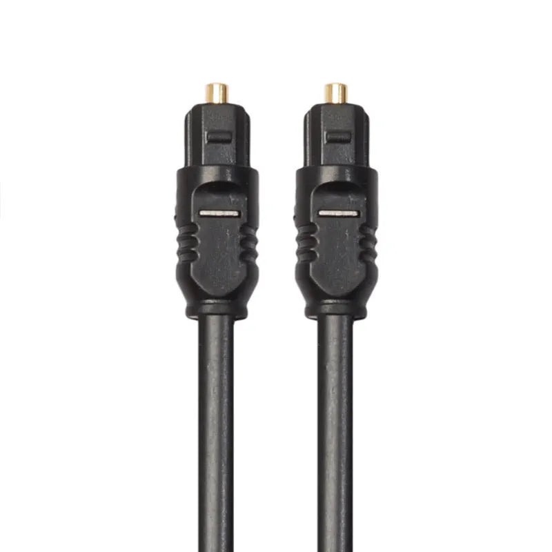 Black Toslink digital optical audio cable with square mouth 4mm connectors, 2 metre length