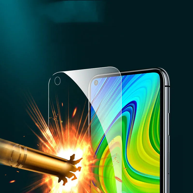 Tempered glass screen protector for Xiaomi smartphones showing high-definition clarity and anti-scratch surface