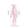 Large pink and yellow plush dog toy with squeaker and rattle paper for golden retriever chewing