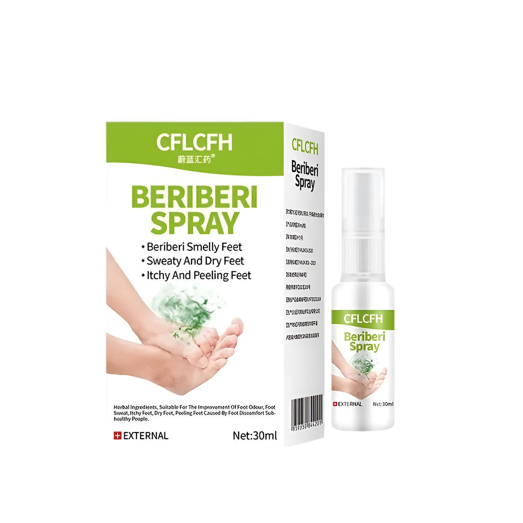 30ml bottle of English foot odour spray for smelly and sweaty feet.