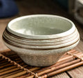 Ceramic Japanese soup bowl with stone conch bowl pattern, porcelain construction, microwave safe