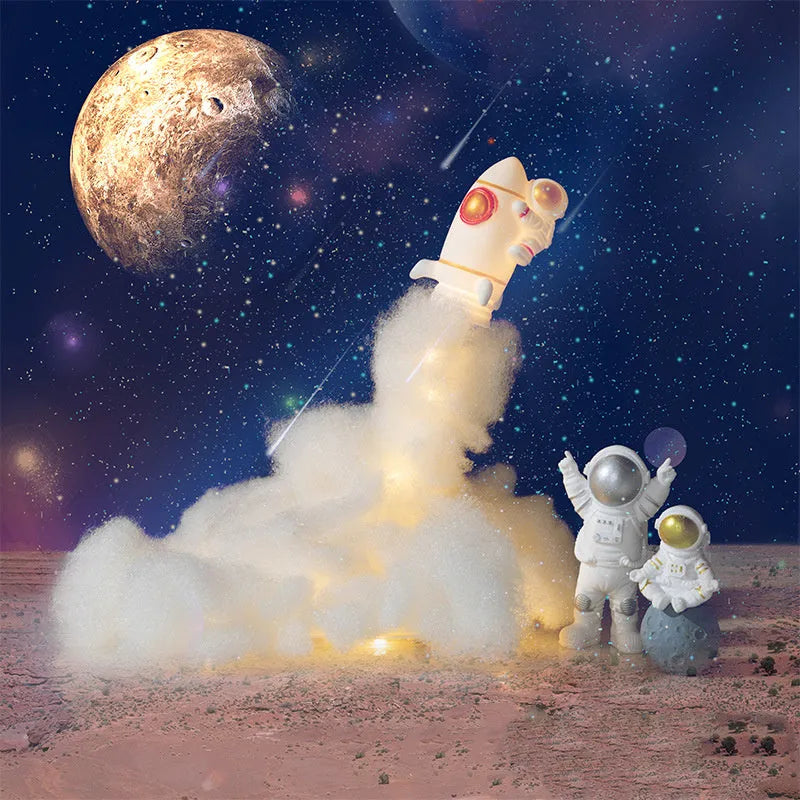 DIY astronaut rocket LED night light kit with warm white lights and 24cm height
