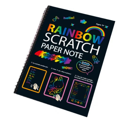 Children's large scratch art paper with scraper tool revealing colourful puzzle design