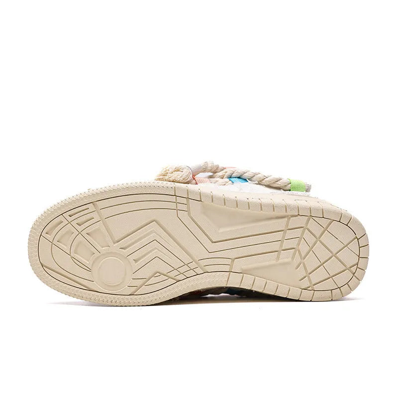 Creamy white retro skateboard shoes with lace-up front and platform sole