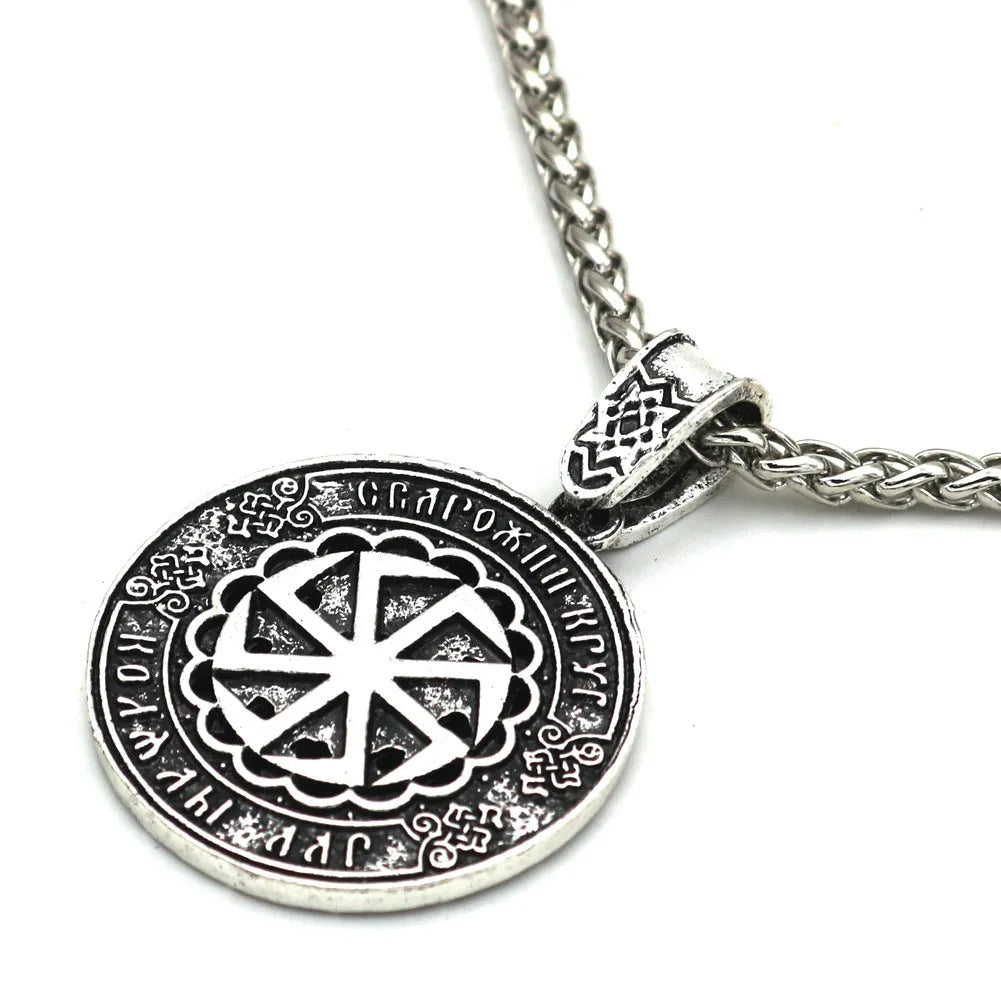 Lunavin ODing logo necklace with Nordic myth pendant in antique silver or bronze on leather rope or snake bones chain
