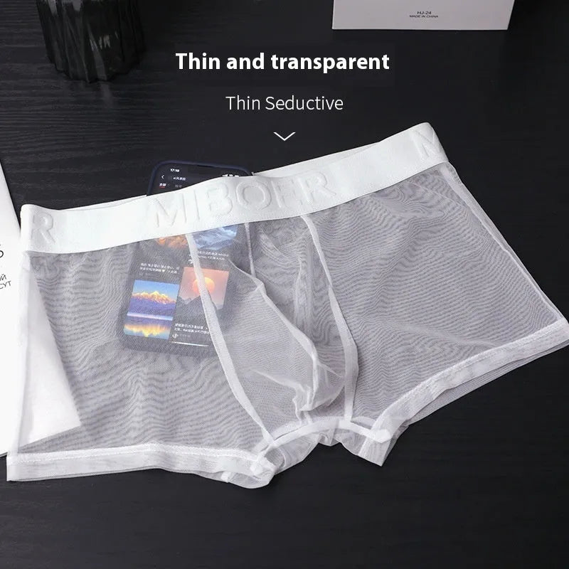 Men's thin invisible boxer shorts in six colours with quick-drying polyester fabric