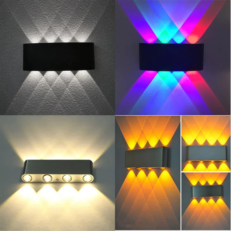 Modern aluminium LED corridor lamp measuring 180mm with 8W power in black or silver finish