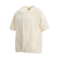 American retro loose-fit cotton short sleeve shirt in apricot and black colours for casual wear
