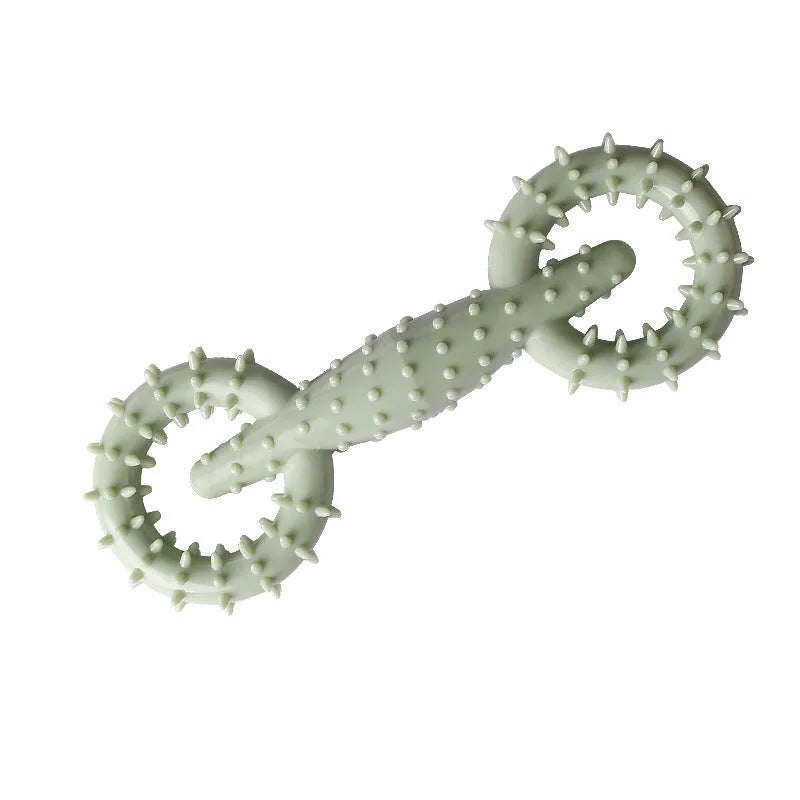 Blue TPR dog chew ring toy for puppy teething, 16cm diameter with green and pink colour options