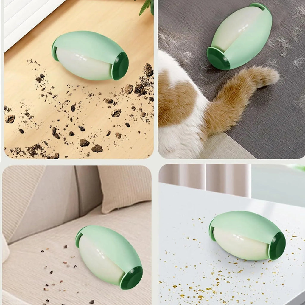 Green reusable gel lint roller ball for pet hair removal from clothes and furniture
