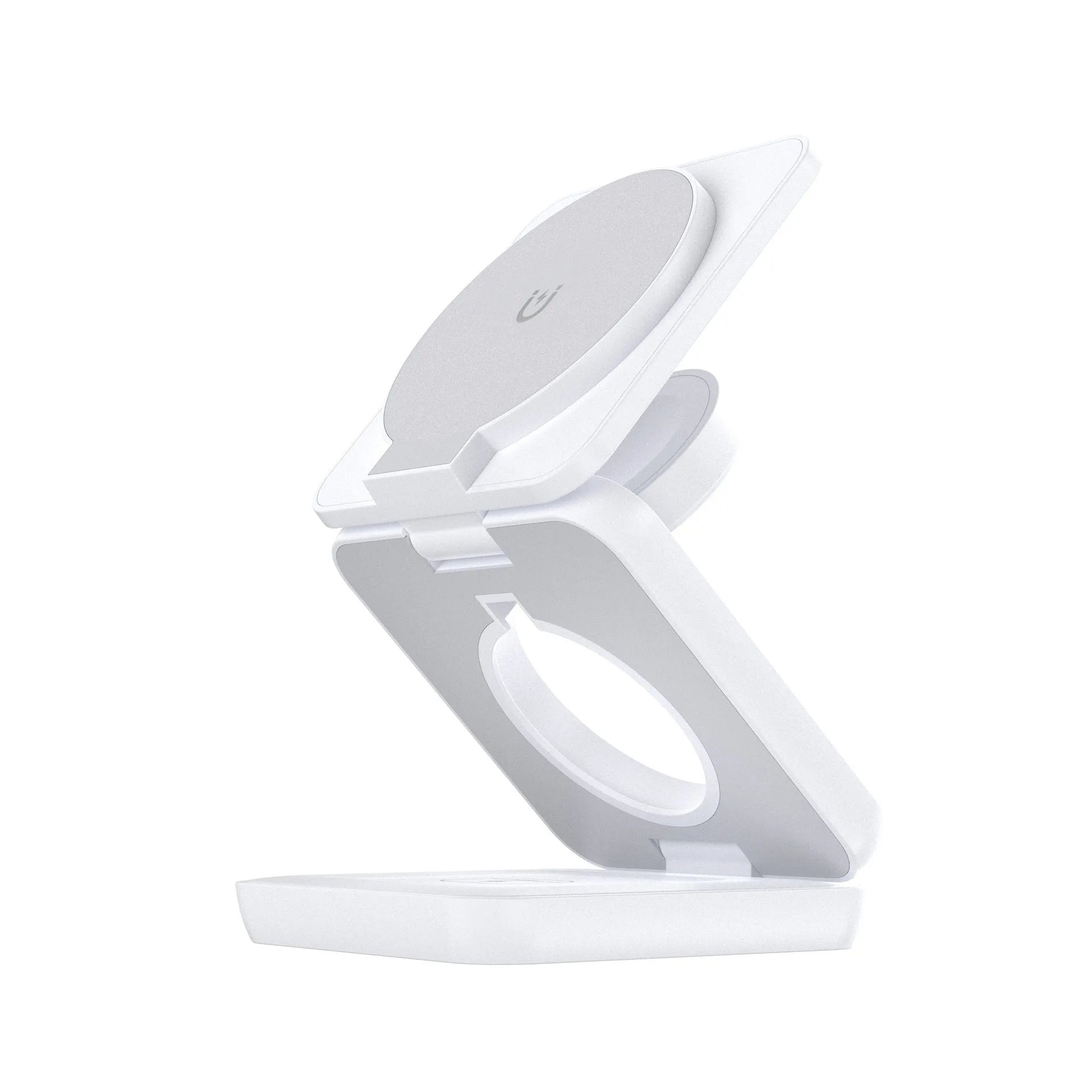 Foldable magnetic wireless phone charger in black or white with QC3.0 fast charging