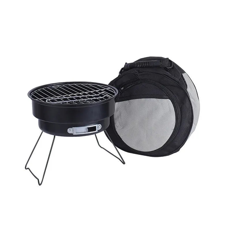Small folding round ice stove grill set for 1-2 people with mesh and packaging.