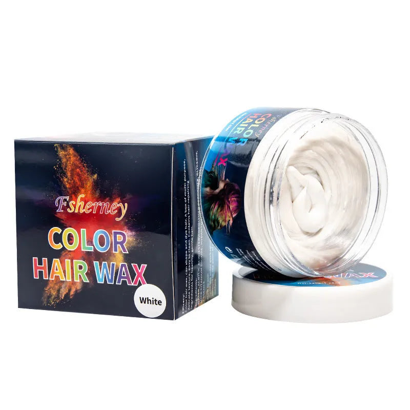 120g tub of hair styling clay mud in various colours including blue, red, and green for temporary hair dye