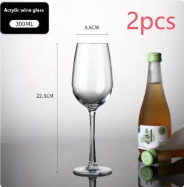Drop-resistant PC Acrylic wine glass in modern simplicity style available in 300ml and 550ml capacities for party catering.