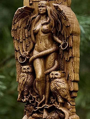 Detailed resin sculpture of a Greek goddess statue for garden or altar display.