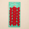 Christmas tree bow ornament in red gold silver colours measuring 5 cm