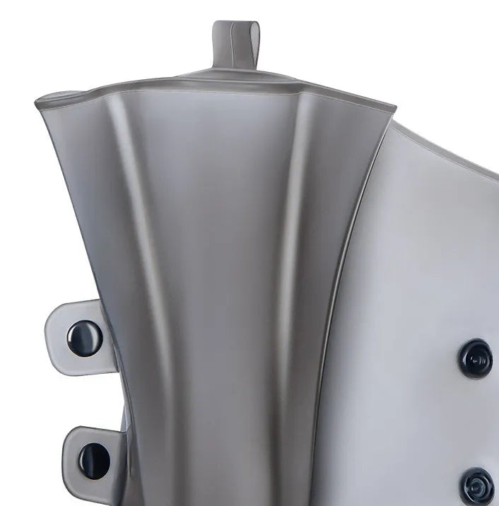 White PVC high top reusable water resistant shoe covers shown on a shoe.