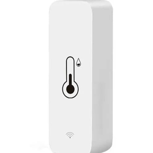 White ABS plastic WiFi temperature and humidity sensor measuring 72x25x20mm for smart home monitoring