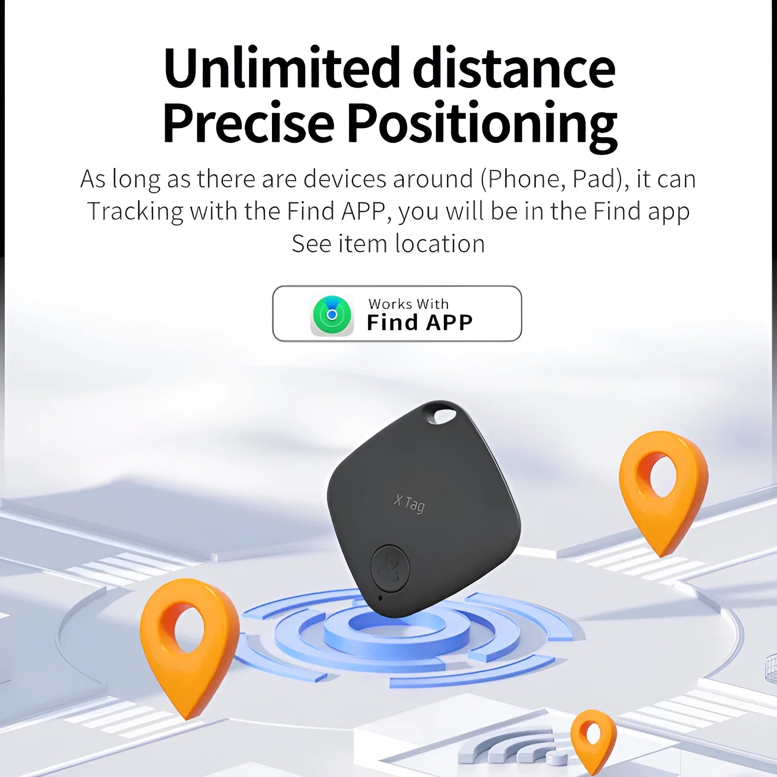 Bluetooth anti-lost tracker with key ring attachment in black, blue, green, pink, or white colours