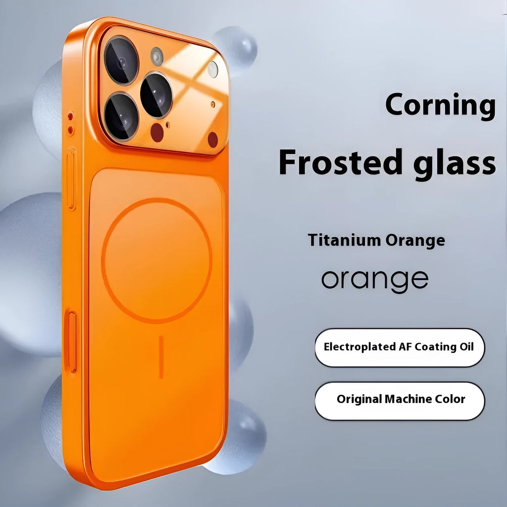 Tempered glass magnetic phone case for iPhone with frosted surface in multiple colour options