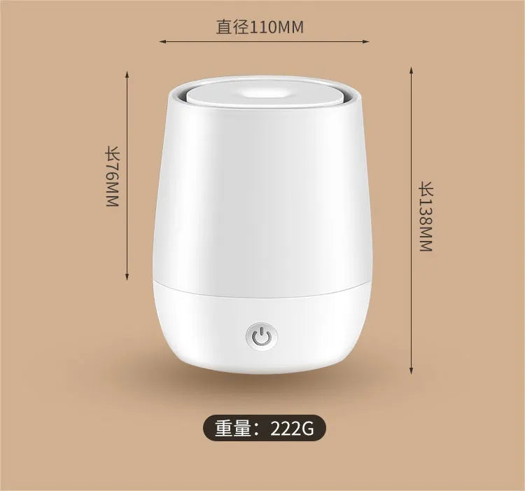 White USB-powered aromatherapy diffuser with flame effect and 125ml water tank