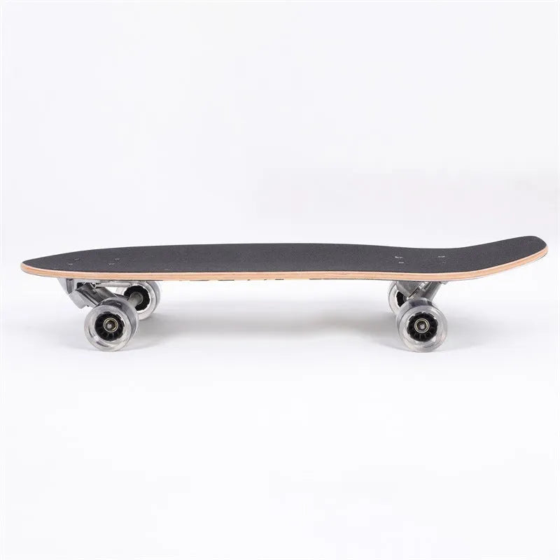 White unisex street scooter with a 31-inch maple wood deck.