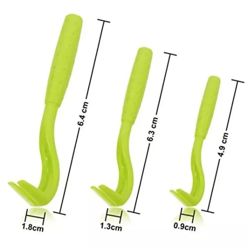 Blue and green plastic pet tick removal clips on a white background