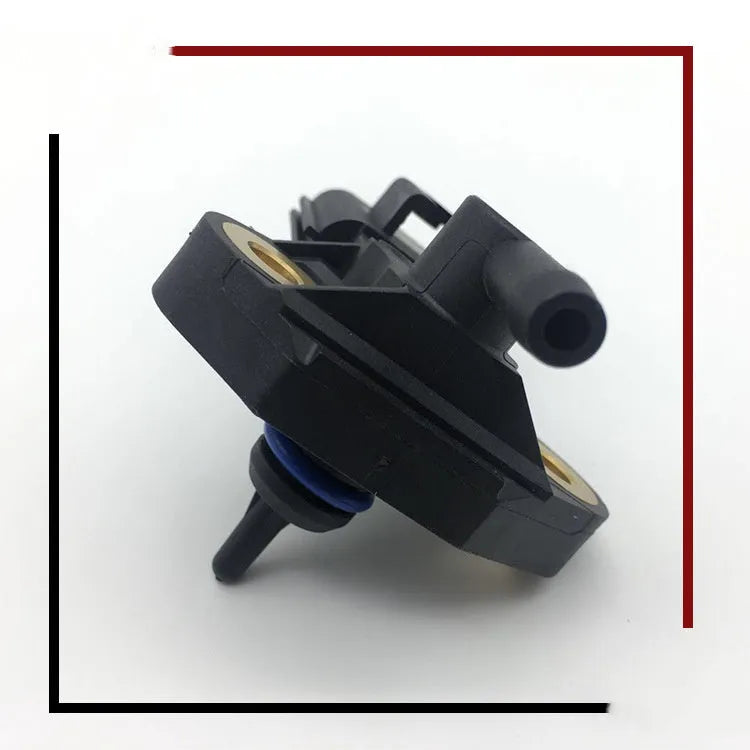 Black Ford compatible intake pressure sensor with electrical connector for automotive installation