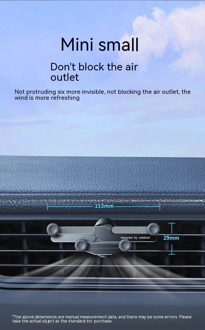 Aluminium alloy car air vent mobile phone bracket holder with snap-on installation