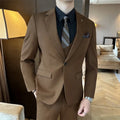Men's slim fit business formal jacket in a chemical fibre blend fabric, shown in a dark green colour.