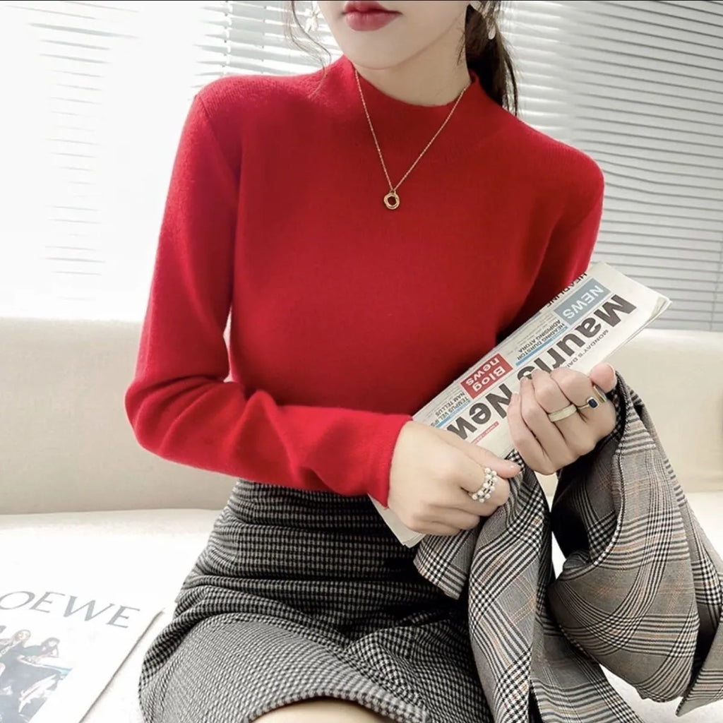Viscose fibre slim fit Western-style long sleeve top in apricot colour showing regular sleeves and pullover design