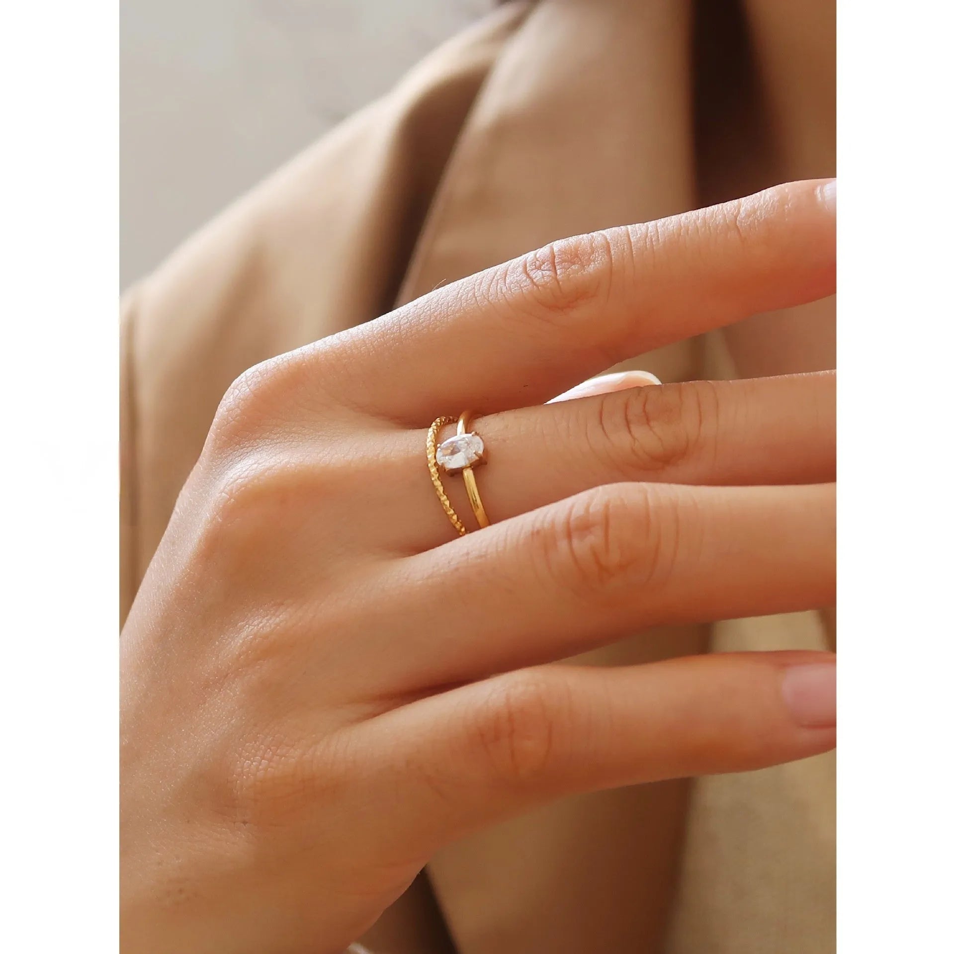 Golden heart-shaped stainless steel ring for women available in sizes 6-8