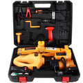 Yellow steel electric car jack set with hydraulic mechanism and electric wrench for vehicle lifting