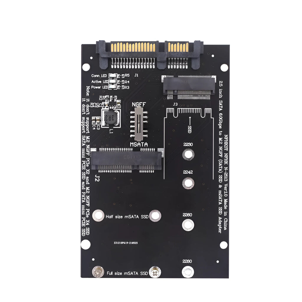 SATA3 to M.2 NGFF SSD adapter conversion card on blue background