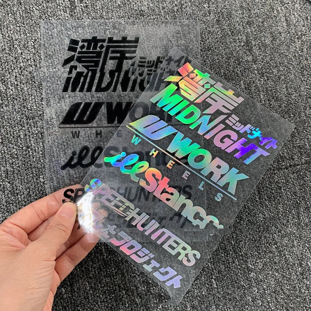 Motorcycle reflective bumper sticker sheet measuring 16cm by 11cm with self-adhesive pet material