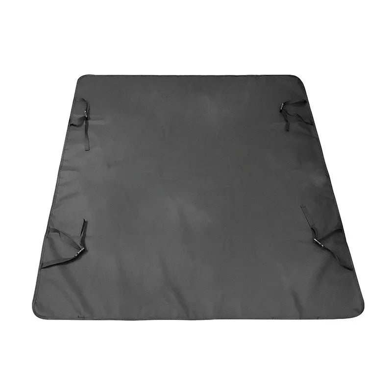 Car pet mat for rear seats with water resistant cloth and dog paw print design in grey colour