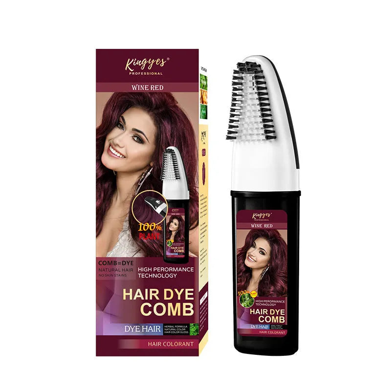 Hair colouring comb and 200ml bottle of dye in Brown, Wine Red, or Dark Brown shade.