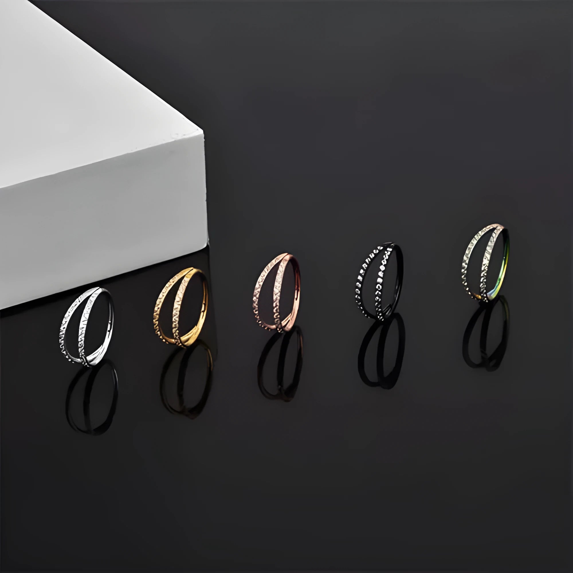 G23 titanium alloy lip nose ear rings with zircon diamond treatment in gold or steel colour