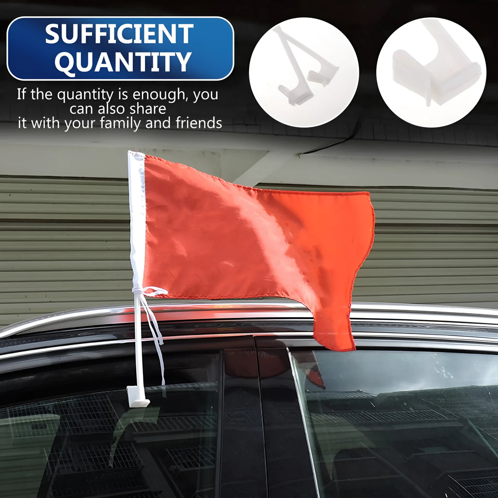 White PP plastic car window flag pole holder mount clip set with 10 brackets for vehicle displays