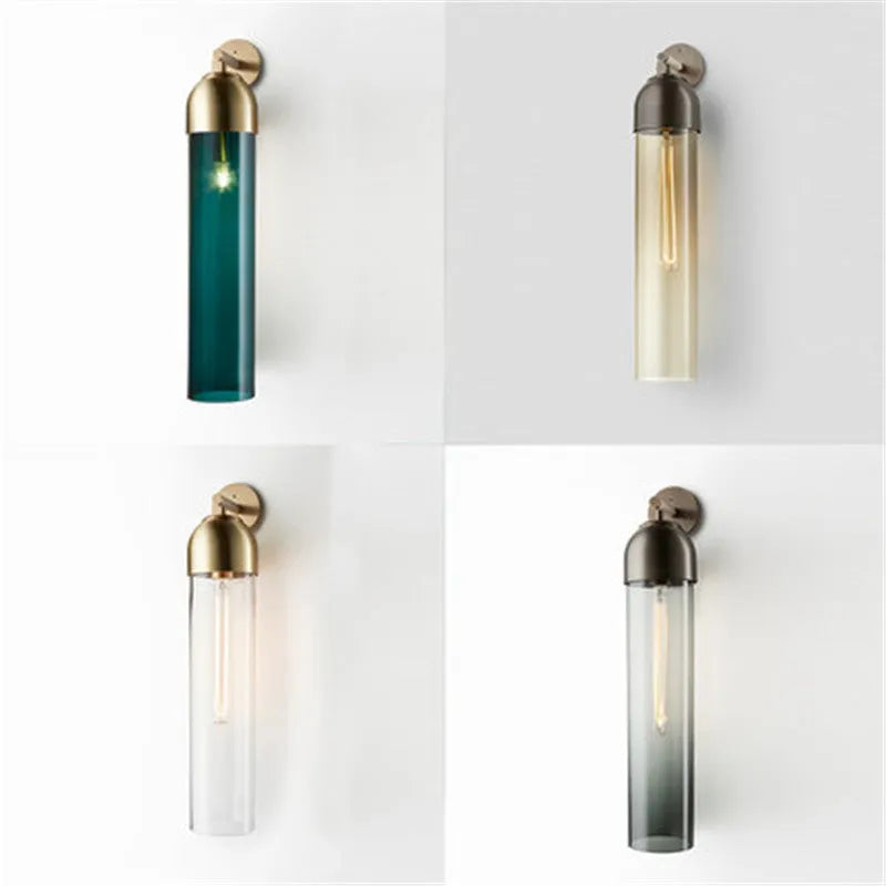 Nordic postmodern glass wall lamp with 450mm diameter shade in choice of five colours