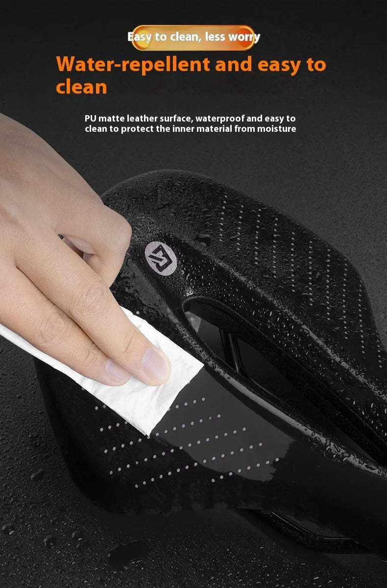 Mountain bike seat cushion with PU foam padding in black and pink colour options