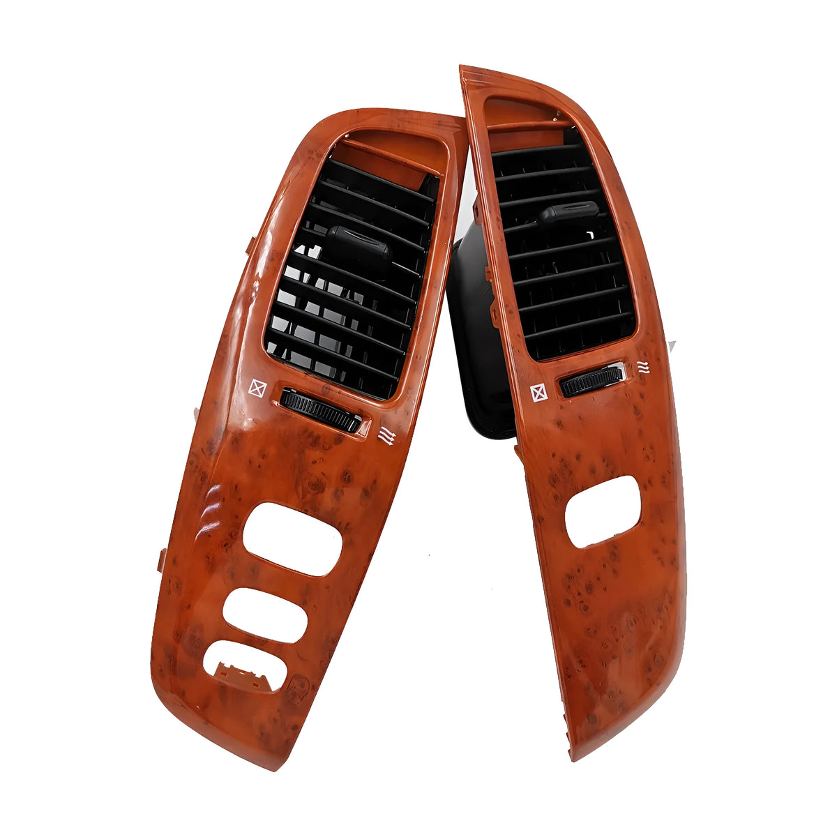 Peach wood coloured ABS plastic air outlet panel, a decorative cover for wall vents.