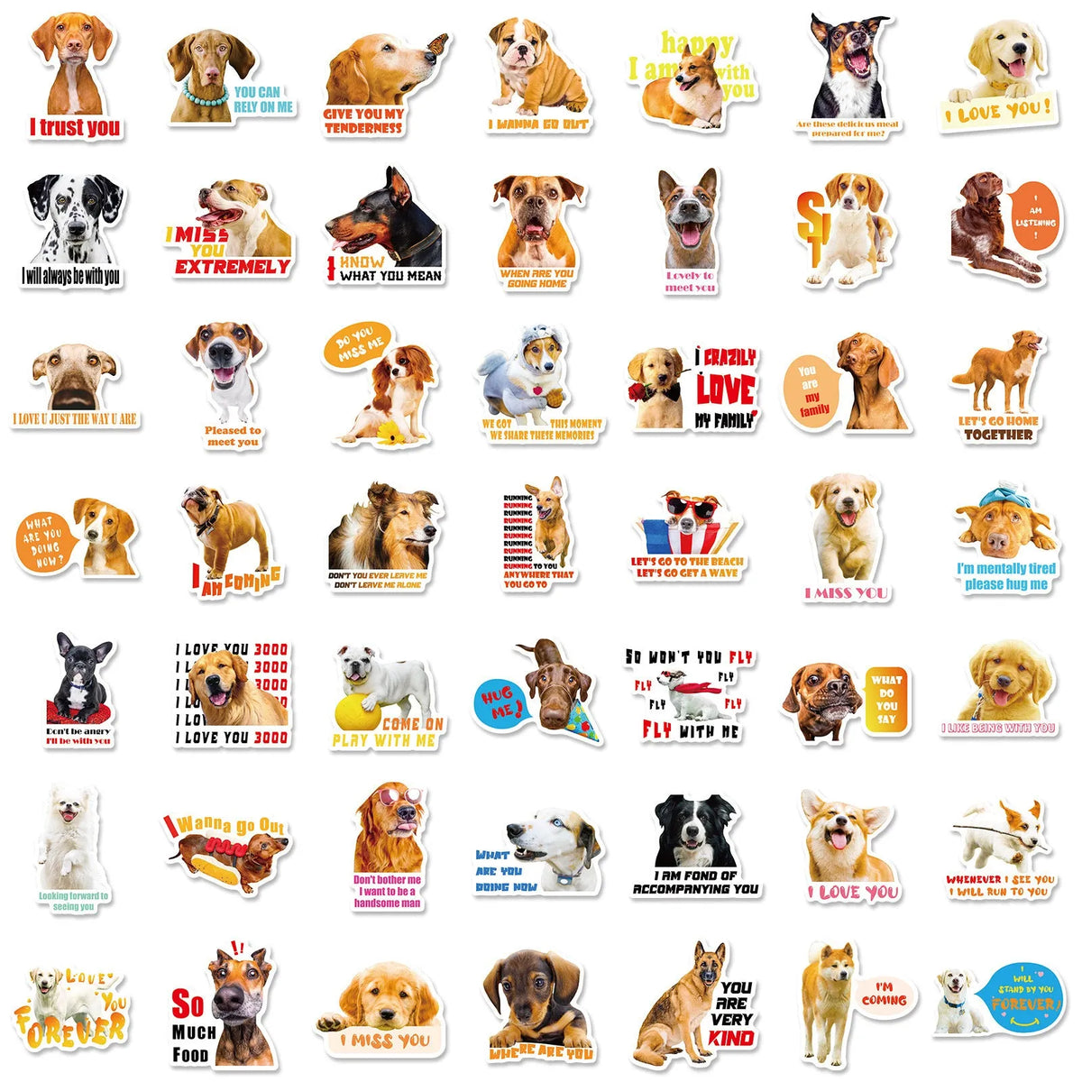 Nordic style realistic dog facial expression sticker pack containing 100 individual sheets